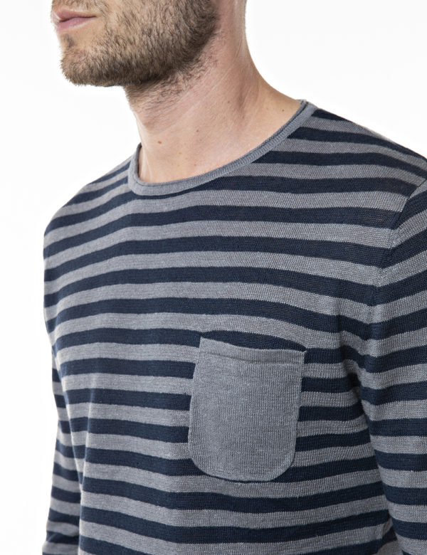 REPLAY KNITWEAR, LINEN ROUND NECK