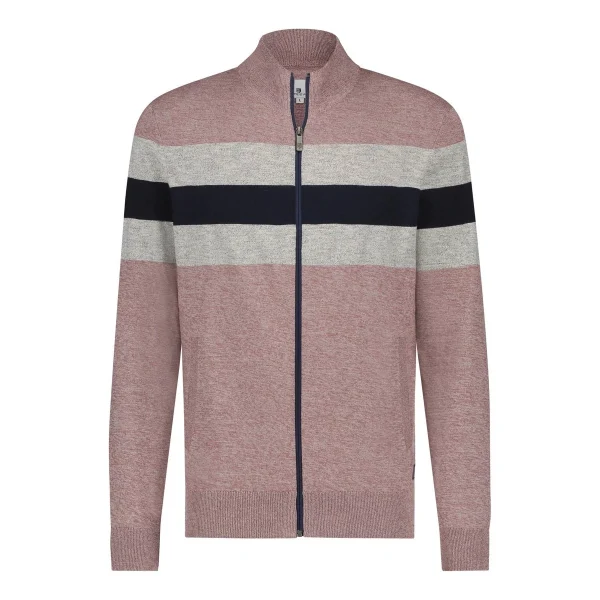 STATE OF ART VEST, STRIPED CARDIGAN ZIPPER