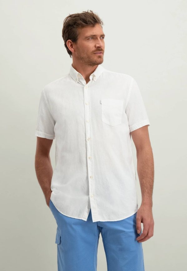 STATE OF ART SHIRT, SS PLAIN COTTON LINEN