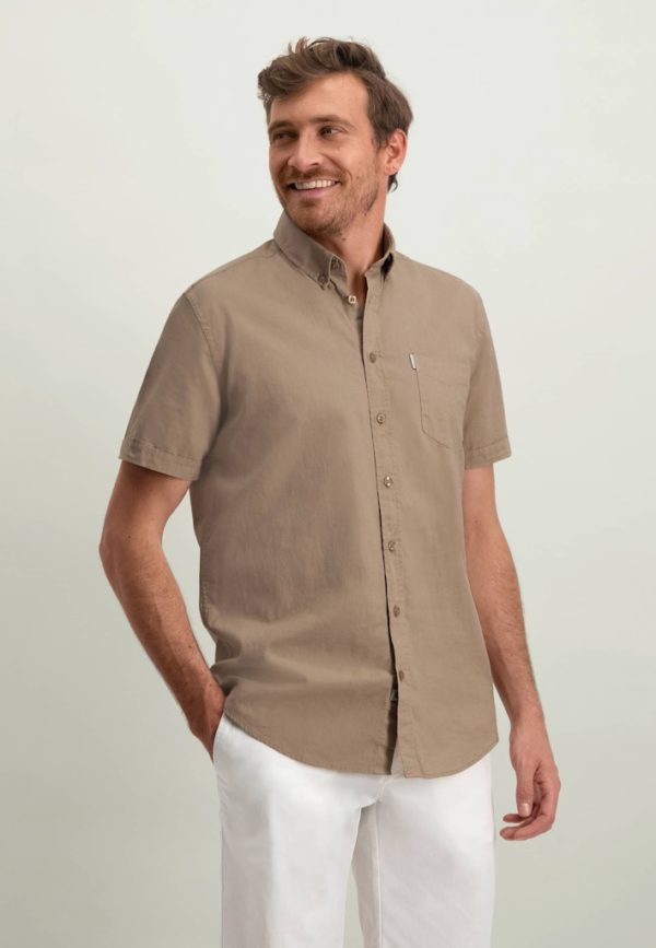 STATE OF ART SHIRT, SS PLAIN COTTON LINEN