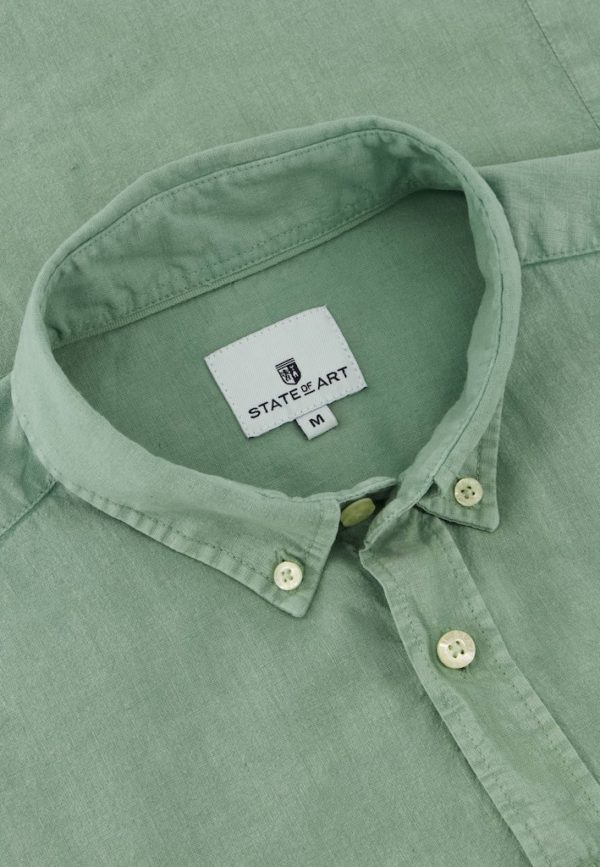 STATE OF ART SHIRT, SS PLAIN COTTON LINEN - Afbeelding 4