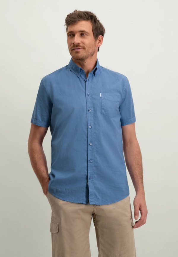 STATE OF ART SHIRT, SS PLAIN COTTON LINEN