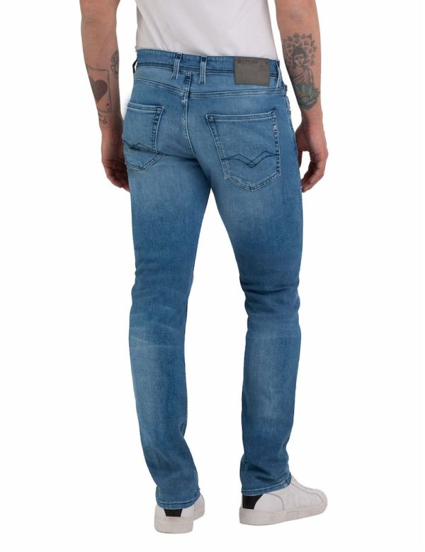 REPLAY JEANS, GROVER MID BLUE POWER STRETCH DENIM - Afbeelding 3