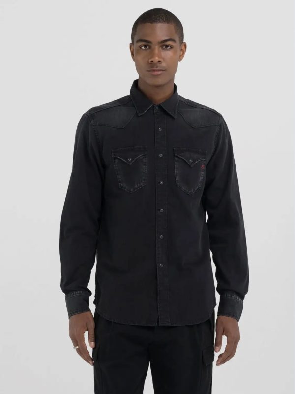 REPLAY SHIRT, REGULAR FIT WESTERN DENIM SHIRT