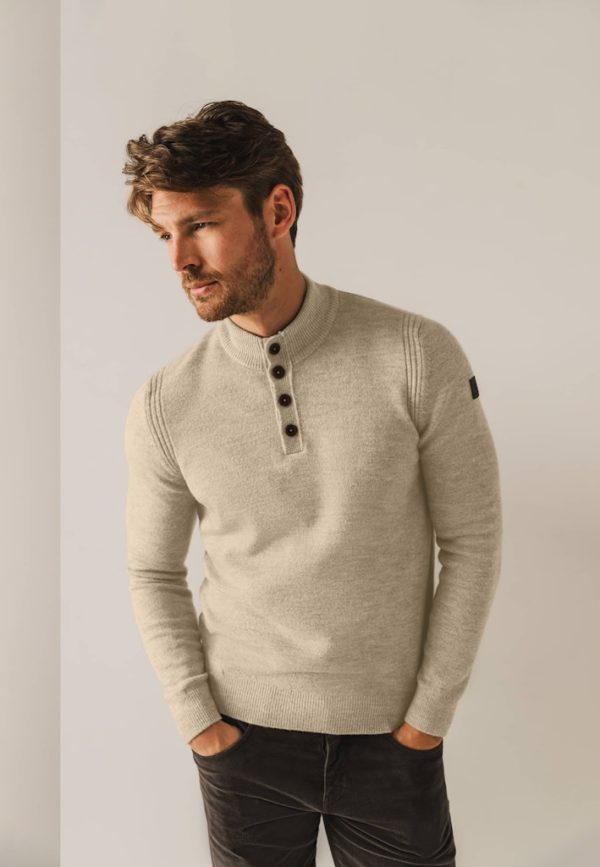 STATE OF ART PULLOVER, GRANDAD KNITTED - Afbeelding 2