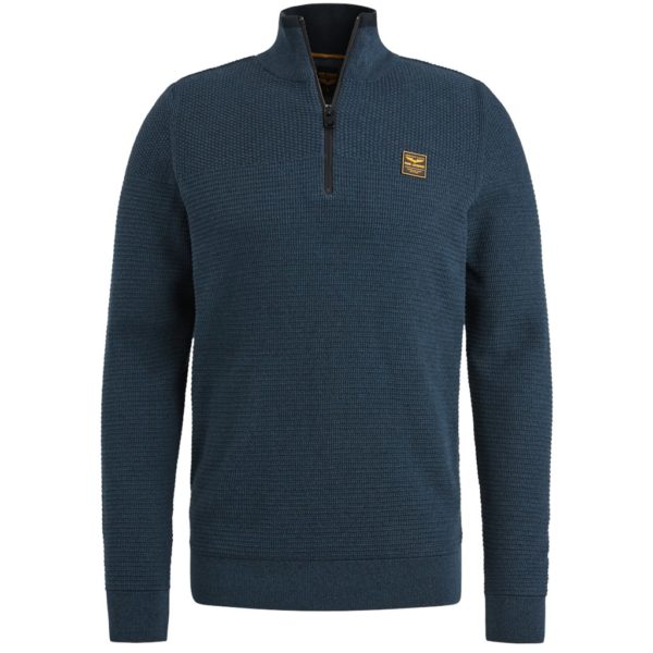 PME-Legend KNITWEAR, HALF ZIP COLLAR COTTON MOULINE