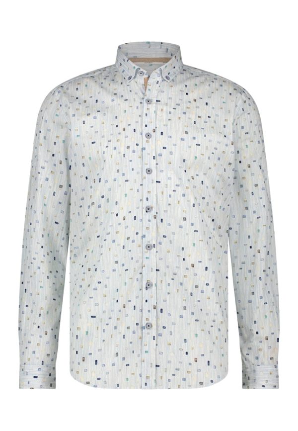 STATE OF ART SHIRT, LONGSLEEVE PRINT TWILL