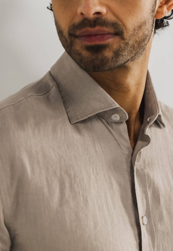 STATE OF ART SHIRT, LONGSLEEVE PLAIN LINEN - Afbeelding 5