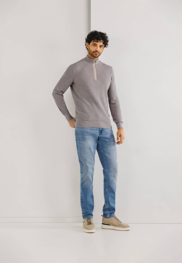 STATE OF ART KNITWEAR, PULLOVER SPORT ZIP PLAIN - Afbeelding 3