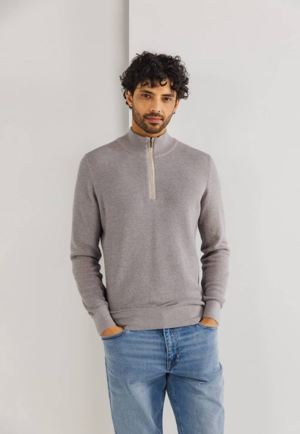 STATE OF ART KNITWEAR, PULLOVER SPORT ZIP PLAIN