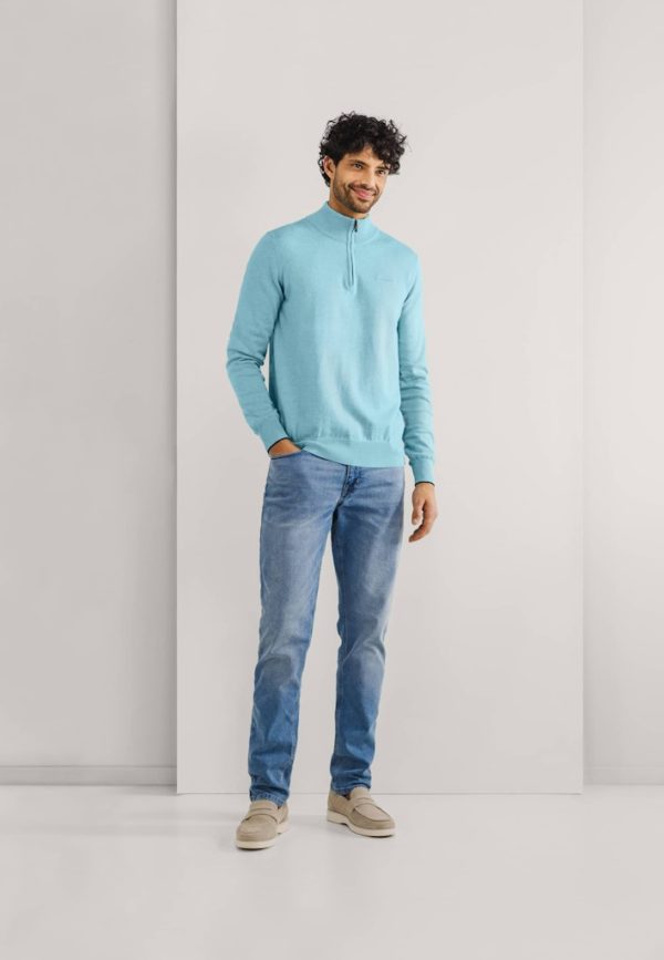 STATE OF ART KNITWEAR, PULLOVER SPORT ZIP PLAIN - Afbeelding 3