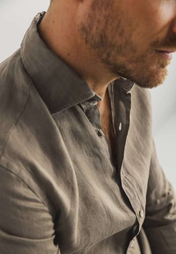 STATE OF ART SHIRT, LONGSLEEVE PLAIN LINEN - Afbeelding 4