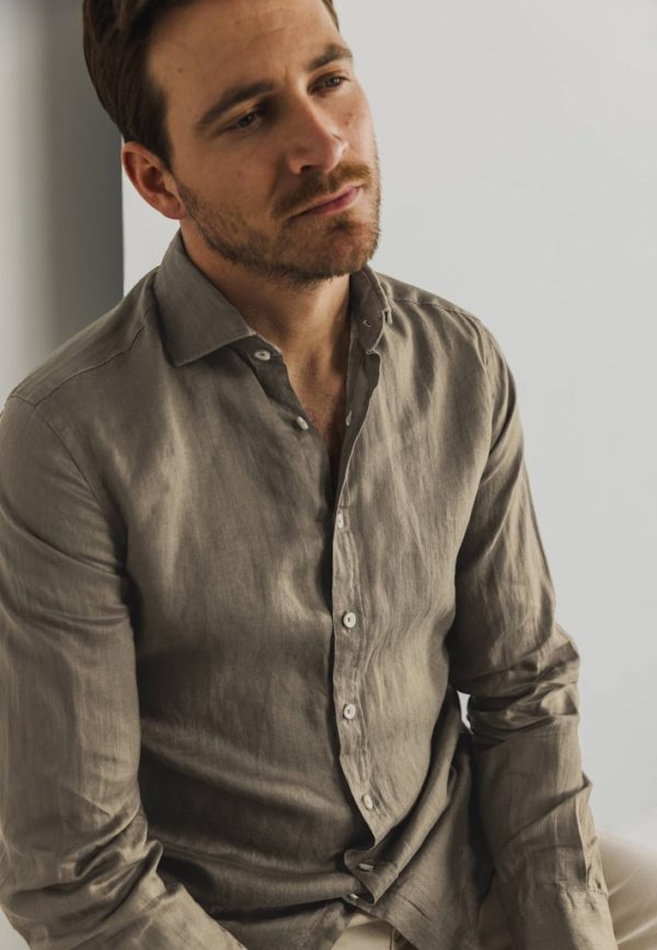 STATE OF ART SHIRT, LONGSLEEVE PLAIN LINEN