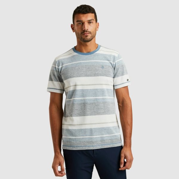 CAST IRON T-SHIRT, REHGULAR FIT POPCORN STRIPE