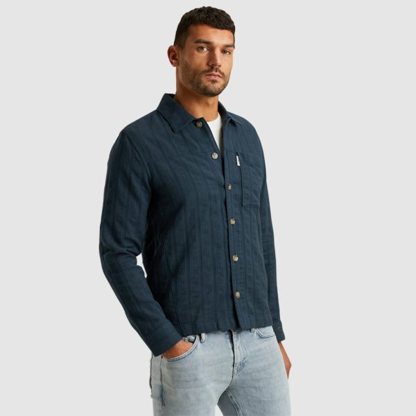 CAST IRON OVERSHIRT, STRUCTURE STRIPE SHIRT JACKET - Afbeelding 3