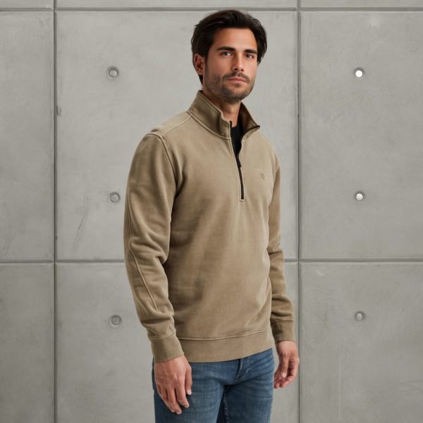 CAST IRON SWEATER, REGULAR FIT PEACHED OVERDYE - Afbeelding 3