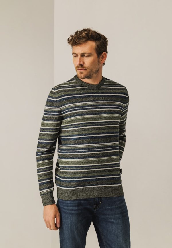 STATE OF ART PULLOVER, CREW NECK STRIPED