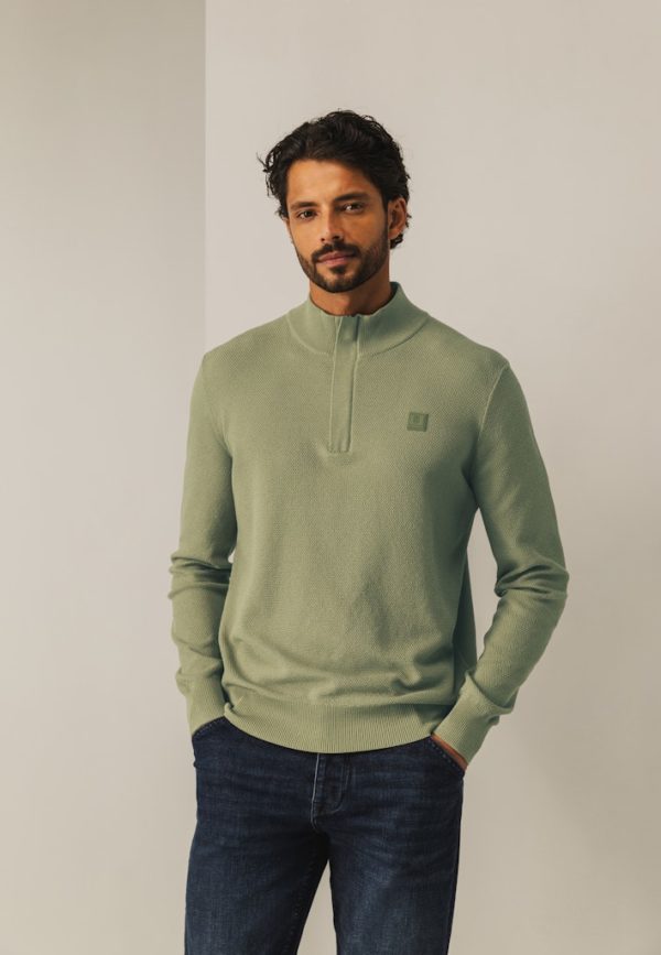 STATE OF ART KNITWEAR, PULLOVER SPORT ZIP PLAIN