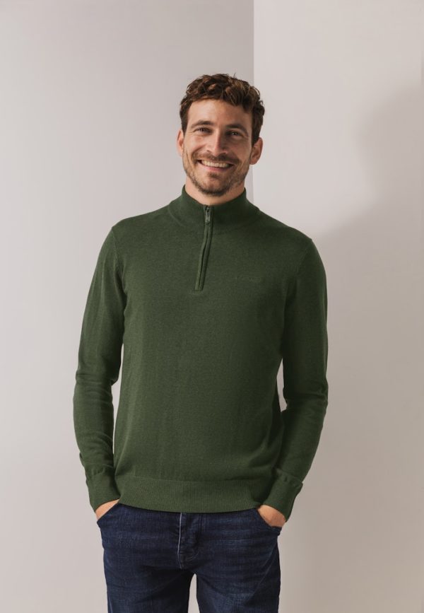 STATE OF ART KNITWEAR, PULLOVER ZIPPER PLAIN