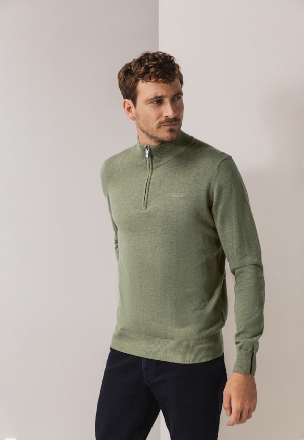 STATE OF ART KNITWEAR, PULLOVER ZIPPER PLAIN