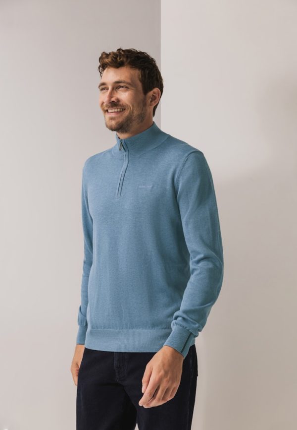 STATE OF ART KNITWEAR, PULLOVER ZIPPER PLAIN