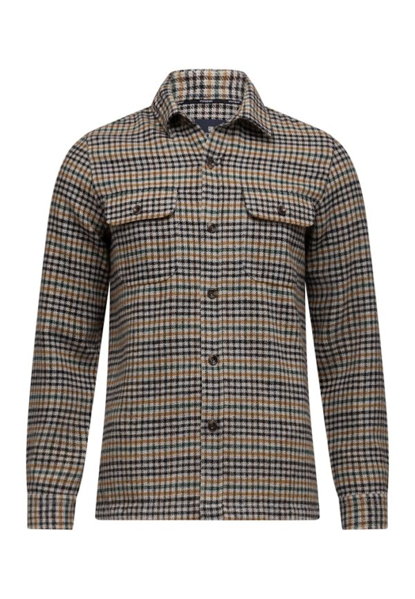 STATE OF ART OVERSHIRT, CHECKED PIED-DE-POULE